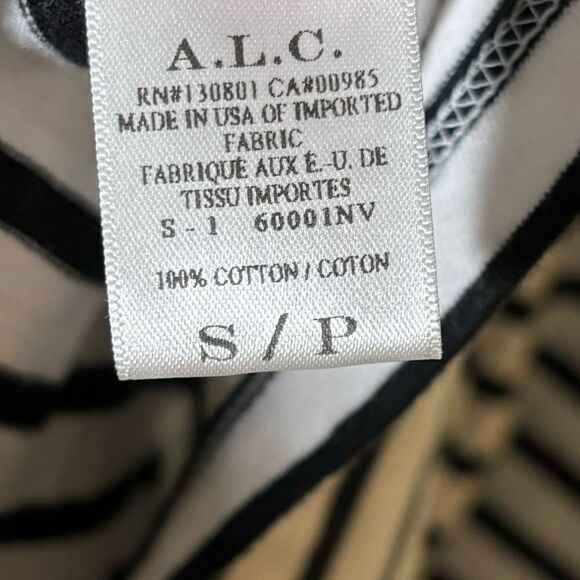 A.L.C. Fay Mini White Black Dress Striped Knot Back Long Sleeve Size S - Picture 7 of 7
